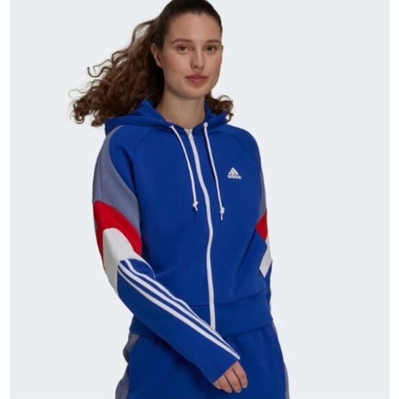 adidas Women’s USA Colorblock Full Zip Hoodie Jacket XL EUC - Picture 1 of 12